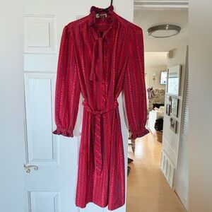 Vintage Red & floral striped dress Schrader Sport